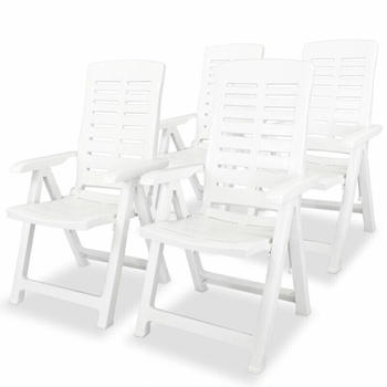 vidaXL Reclining Garden Chairs Plastic Anthracite - White (4pcs)
