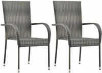 vidaXL Gartenst&uuml;hle Stapelbar 2 Stk. Grau Poly Rattan