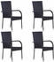 vidaXL Stackable Outdoor Chairs Poly Rattan - Black (4pcs)