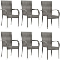vidaXL Gartenst&uuml;hle Stapelbar 6 Stk. Grau Poly Rattan