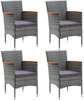 vidaXL Garten-Essst&uuml;hle 4 Stk. Poly Rattan Grau