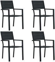 vidaXL Gartenst&uuml;hle 4 Stk. Schwarz HDPE Holz-Optik
