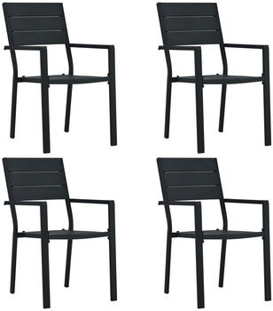 vidaXL Gartenstühle 4 Stk. HDPE Holz-Optik schwarz