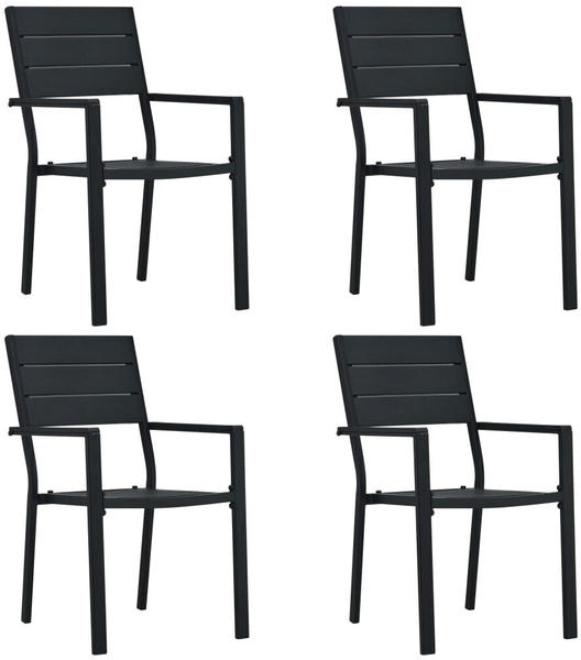 vidaXL Gartenstühle 4 Stk. HDPE Holz-Optik schwarz
