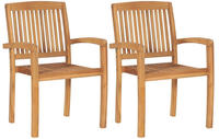 vidaXL Garten-Essst&uuml;hle 2 Stk. Stapelbar Teak Massivholz