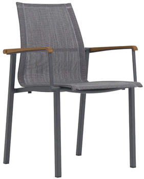 Zebra Möbel Zebra Felix Stapelsessel Aluminium/Batyline Teak-Armlehnen dunkelgrau