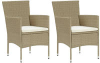 vidaXL Garten-Essst&uuml;hle 2 Stk. Poly Rattan Beige