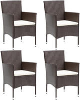 vidaXL Garten-Essst&uuml;hle 4 Stk. Poly Rattan Braun