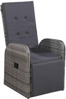 vidaXL Garten-Liegestuhl mit Auflage Poly Rattan Grau