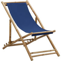 vidaXL Liegestuhl Bambus und Canvas Marineblau