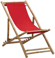 vidaXL Liegestuhl Bambus und Canvas Rot
