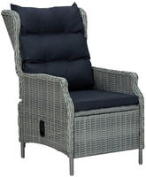 vidaXL Verstellbarer Gartensessel mit Fu&szlig;hocker Poly Rattan Hellgrau