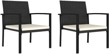 vidaXL Garden Chair Braided Resin Black (2 Pieces)