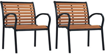 vidaXL Garden Chair Steel WPC Black/Brown (2 Pieces)