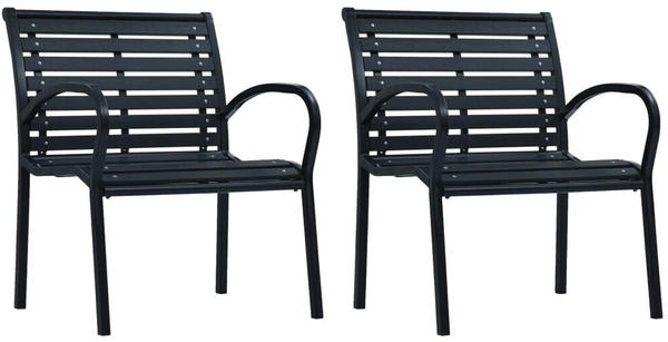 vidaXL Garden Chair Steel WPC Black (2 Pieces)