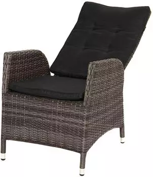 Ploß Rocking Dining Sessel Polyrattan mit Fußhocker grau/braun-meliert