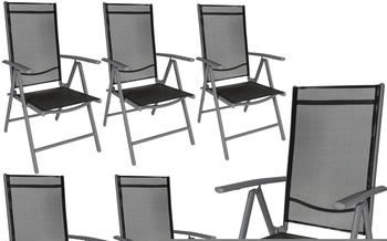 TecTake 6 Aluminium Gartenst&uuml;hle schwarz/anthrazit (TT404366)