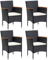 vidaXL Garten-Essst&uuml;hle 4 Stk. Poly Rattan Schwarz