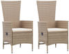 vidaXL Gartenstühle 2 Stk. mit Auflagen Poly Rattan Beige
