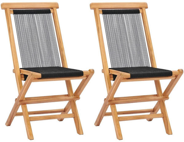 vidaXL Foldable Garden Chair in Solid Teak (2 Pieces)