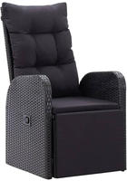 vidaXL Garten-Liegestuhl mit Auflage Poly Rattan Schwarz
