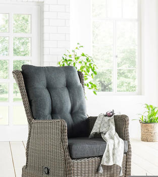 Destiny Casa Gartensessel Polyrattan inkl. Auflage dunkelgrau/anthrazit