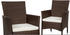 TecTake Poly-Rattan Gartensessel mit Sitzpolster 2er-Set braun/beige