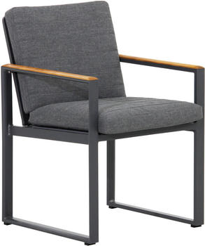 Outflexx Alexander Stuhl mattgrau Alu/Teak 58x55x81cm mit Armlehnen + Polster (18032)