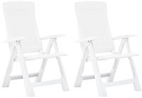 vidaXL Verstellbare Gartenst&uuml;hle 2 Stk. Kunststoff Wei&szlig;