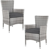 Casaria&reg; Gartenst&uuml;hle 2er Set Polyrattan Stapelbar Mit Auflagen 160kg Belastbarkeit