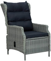 vidaXL Verstellbarer Gartensessel mit Auflagen Poly Rattan Hellgrau