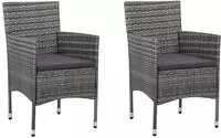 vidaXL Garten-Essst&uuml;hle 2 Stk. Poly Rattan Grau