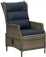 vidaXL Verstellbarer Gartensessel mit Auflagen Poly Rattan Braun