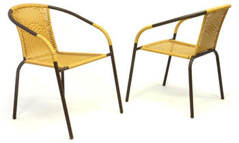 VCM Bistrostuhl Poly-Rattan/Stahl 2er beige