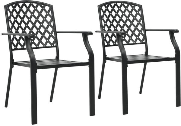 vidaXL Stackable Outdoor Chairs - Steel Black (2pcs)