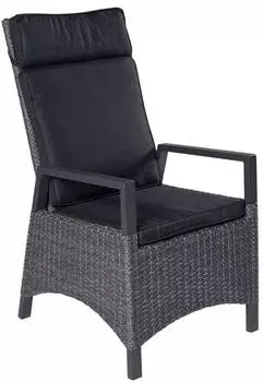 LC Home Keramo Positionsstuhl Aluminium/Polyrattan inkl. Kissen 57x62x112 cm grau mix