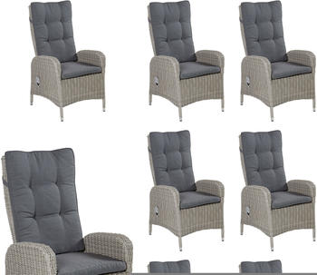 L.C. Wholesaler GmbH LC Home Bilbao 8er Set Positionsstuhl grau Polyrattan mit Polster