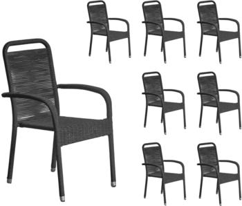 LC Home Lübeck Rope 8er Set Stapelstuhl Rope Geflecht 56x64x94 cm schwarz