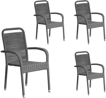 LC Home Lübeck Rope 4er Set Stapelstuhl Rope Geflecht 56x64x94 cm grau