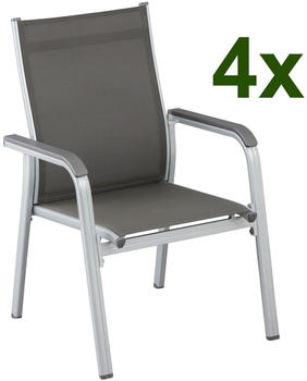 Kettler 4er-Set Basic Plus Stapelsessel silber anthrazit