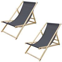 Ecd Germany 2er Set Liegestuhl Klappbar Aus Holz, 3 Liegepositionen, Anthrazit,...