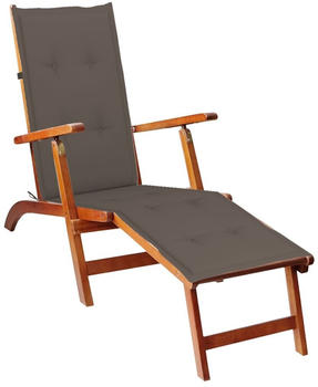 vidaXL Liegestuhl mit Fußstütze und Auflage Akazie (3064022)