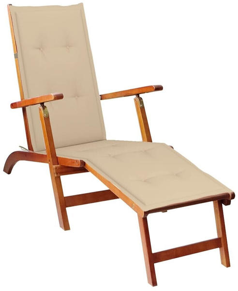 vidaXL Liegestuhl mit Fußstütze und Auflage Akazie (3064017)