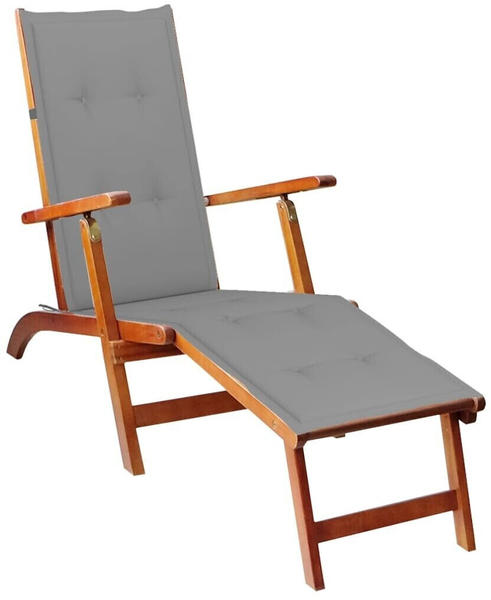 vidaXL Liegestuhl mit Fußstütze und Auflage Akazie (3064015)