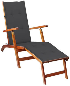vidaXL Liegestuhl mit Fußstütze und Auflage Akazie (3064014)