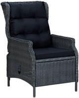 vidaXL Verstellbarer Gartensessel mit Auflagen Poly Rattan Dunkelgrau