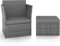 vidaXL Gartensessel mit Hocker Poly Rattan Anthrazit