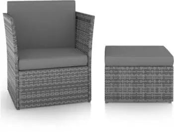 vidaXL Gartensessel mit Hocker Poly-Rattan anthrazit (48193)