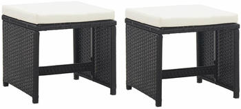 vidaXL Gartenhocker 2 Stk. mit Sitzkissen Poly-Rattan schwarz (46416)