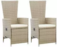 vidaXL Garten-Liegest&uuml;hle 2 Stk. mit Auflagen Poly Rattan Beige